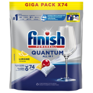 Viên rửa bát Finish FVQTALL74LM Quantum All in 1 74 Viên – Hương Chanh